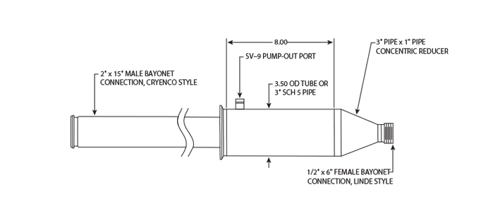 Cryenco to Linde cryogenic bayonet adapter