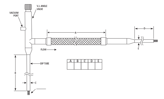 cryogenic fill hose with angle valve