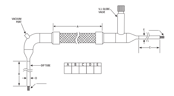 cryogenic fill hose assembly with globe valve