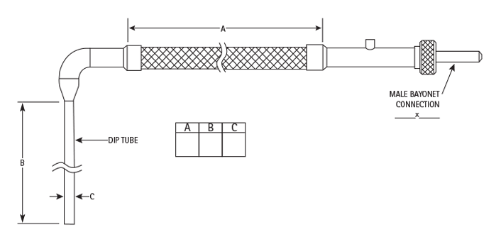 cryogenic fill/withdrawal hose with bayonet outlet