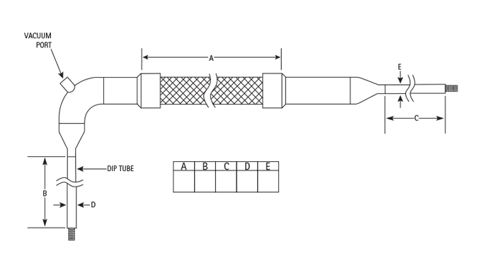 cryogenic fill/withdrawal hose with tube outlet