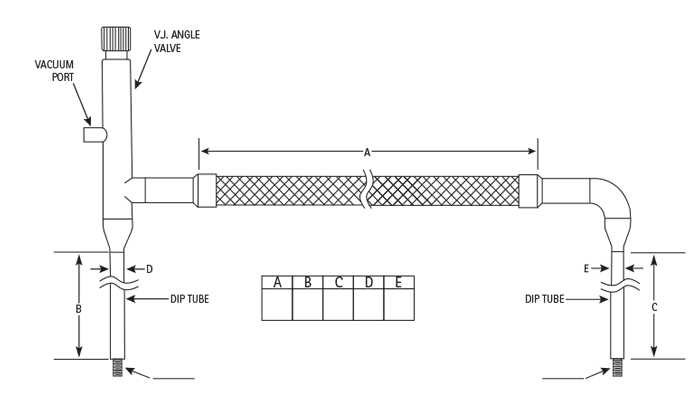 Flexible-U-Tube-angle-valve flexible u-tube with angle valve for cryogenic systems
