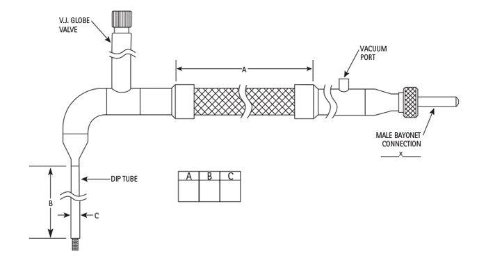 cryogenic withdrawal hose with globe valve