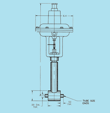 liquid helium transfer line actuated valve