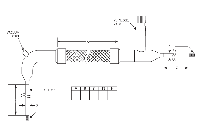 cryogenic fill hose with globe shut-off valve