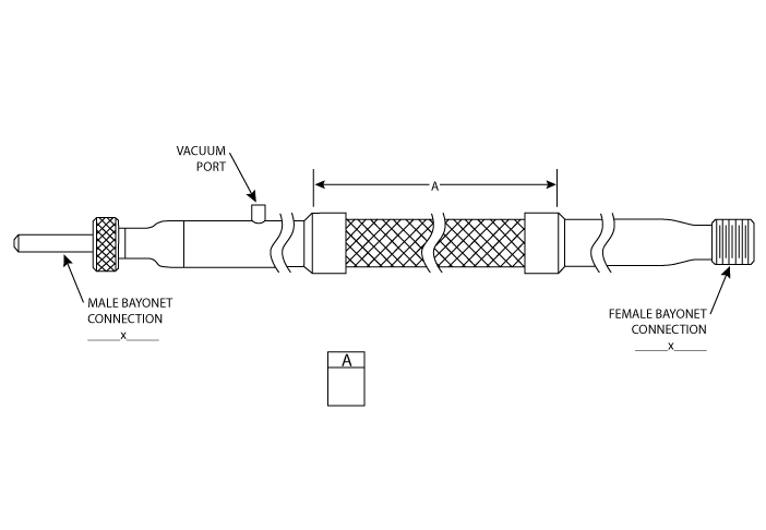 flexible cryogenic hose with male/female bayonet connections