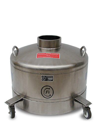 custom cryogenic dewar with wide mouth, handles and outboard casters
