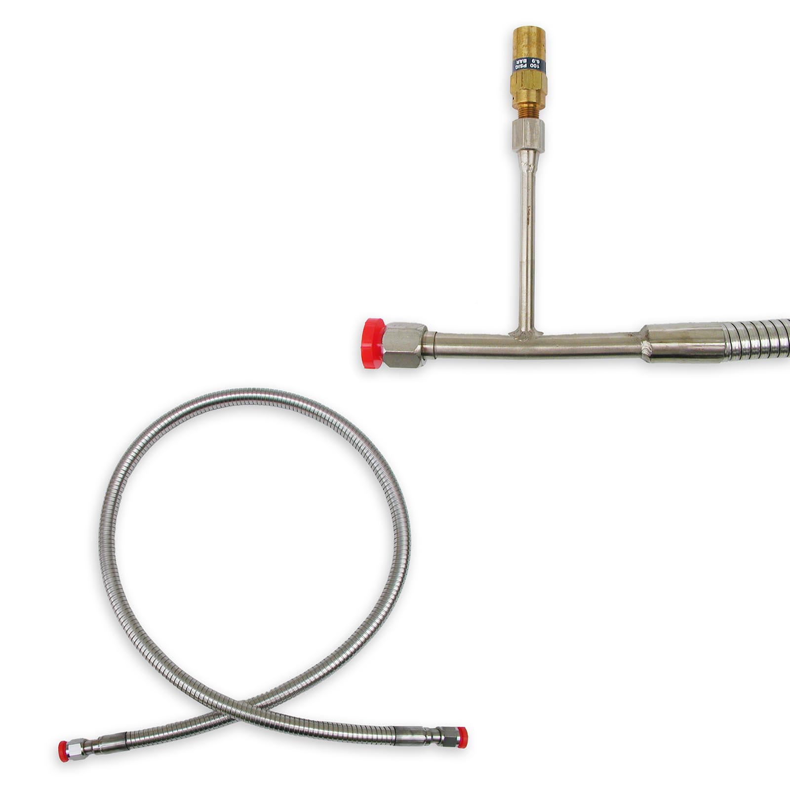 liquid oxygen fill hoses with and without relief